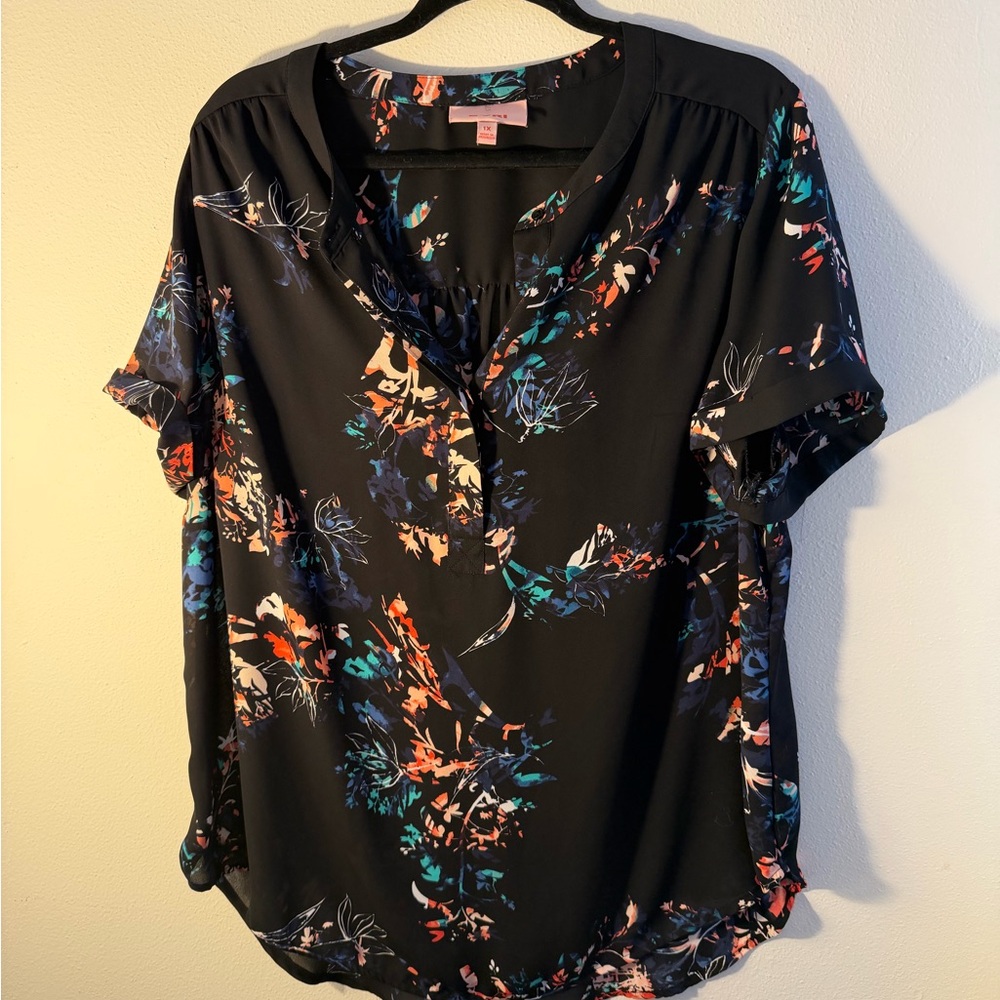 EVRI Black Floral Women's Blouse